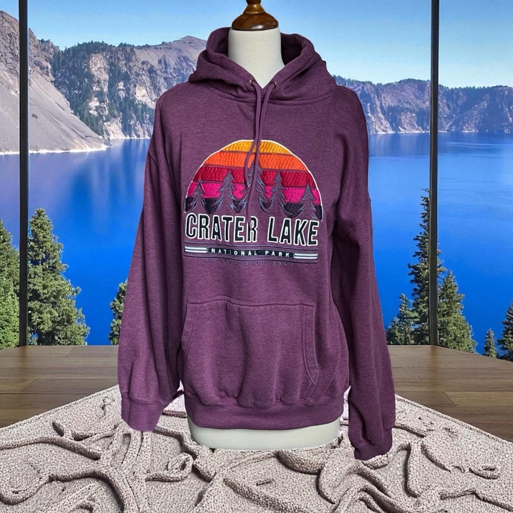 Crater Lake Purple Hooded Sweatshirt - Women's Pullover